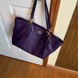 Coach Purple Leather Tote Bag
